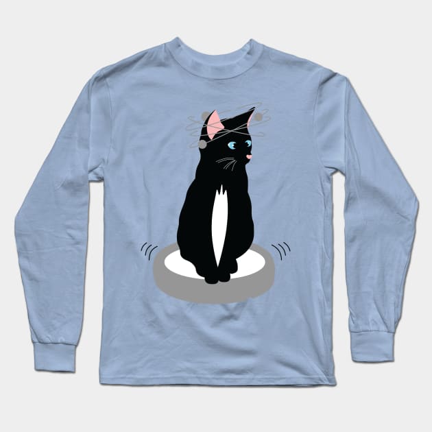 Roomba Cat Long Sleeve T-Shirt by Kimberly Sterling